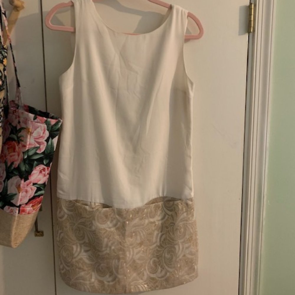 White Dress with Gold Trim